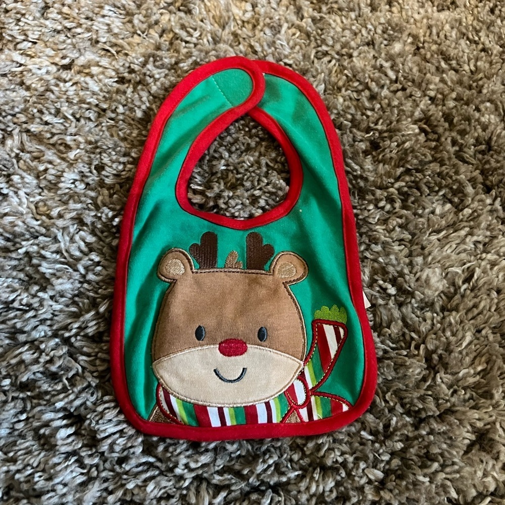 Neat‎ Solutions Christmas reindeer infant toddler bib